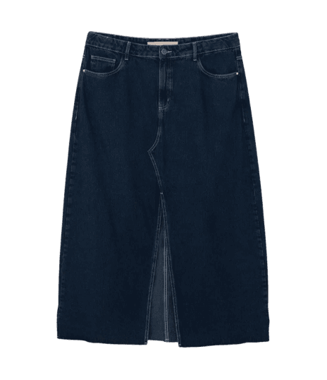 Saia Midi em Jeans com Fenda Curve & Plus Size