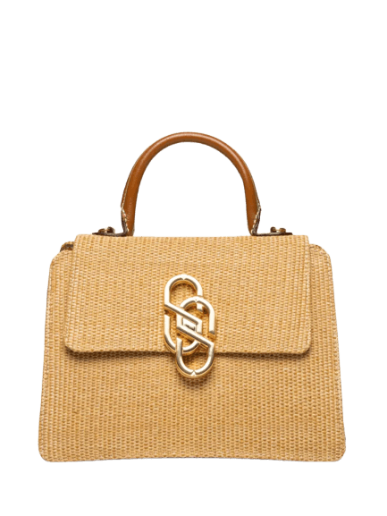 Bolsa Feminina Média Tiracolo Ráfia Bege Schutz