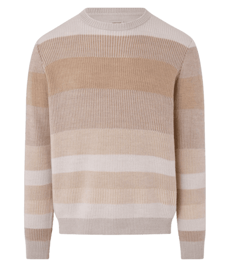 Suéter Em Tricô Com Gola Redonda E Estampa Blocada Bege