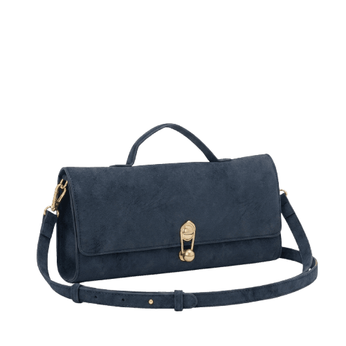 Bolsa Transversal Média em Suede com Alça Longa Removível