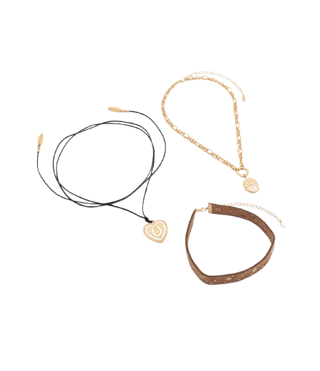 Conjunto de Colar com Designs Variados Pingentes Metálicos