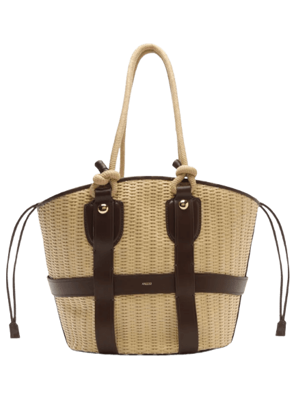 Bolsa Feminina Shopping Couro Grande Palha Bege Arezzo + Lenny Niemeyer