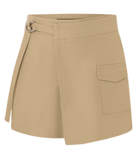 Bermuda em Alfaiataria com Fivela e Bolso Frontal Bege