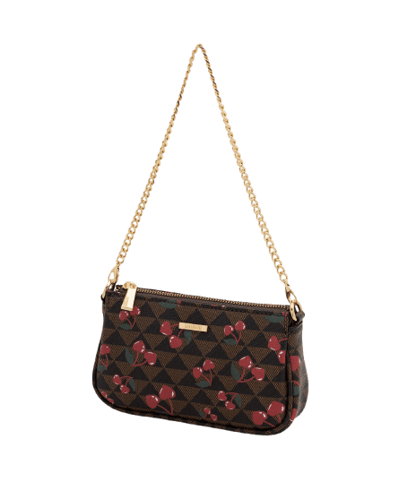 Bolsa Baguete Pequena em PU com Estampa de Cerejas