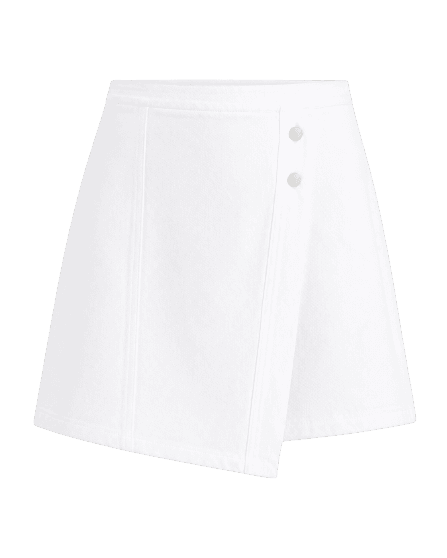 Shorts Saia Cintura Média Em Sarja - Branco
