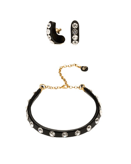 Conjunto Brinco Sela + Choker Sela Preto