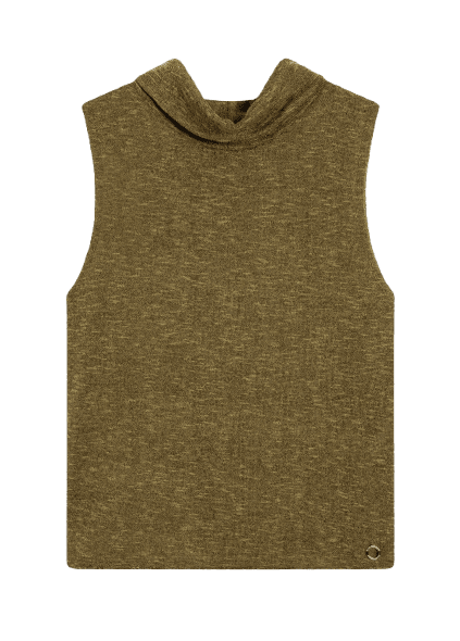 Blusa Jackie High Collar Sleevless Verde Militar