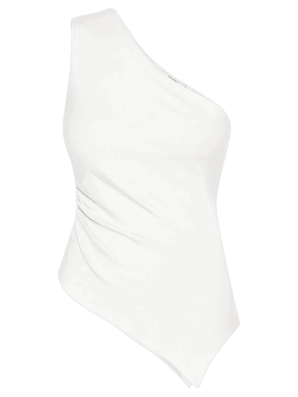 Blusa Feminina Ombro Único Drapeada Off White Basiq