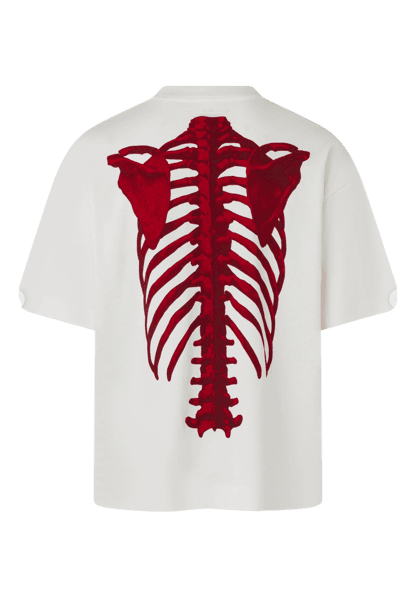 Camiseta Overboxy Em Malhão Com Estampa De Esqueleto Branco