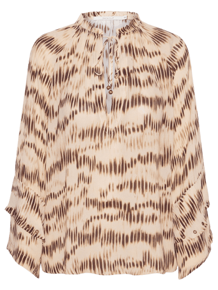 Blusa Feminina Manga Longa Estampa Echo Bege Maria Filó