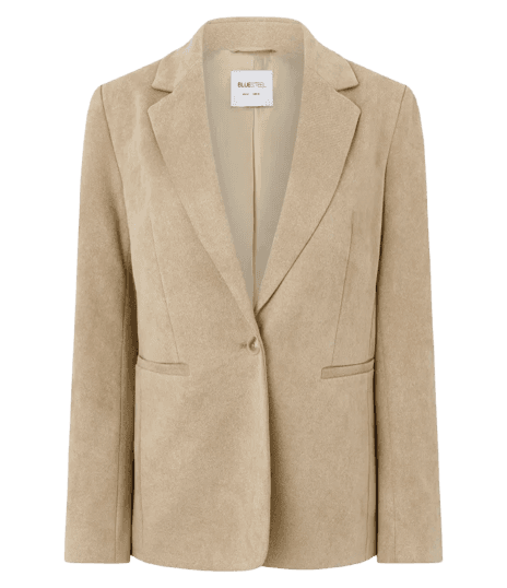 Blazer em Suede com Lapela e Bolsos Laterais Bege
