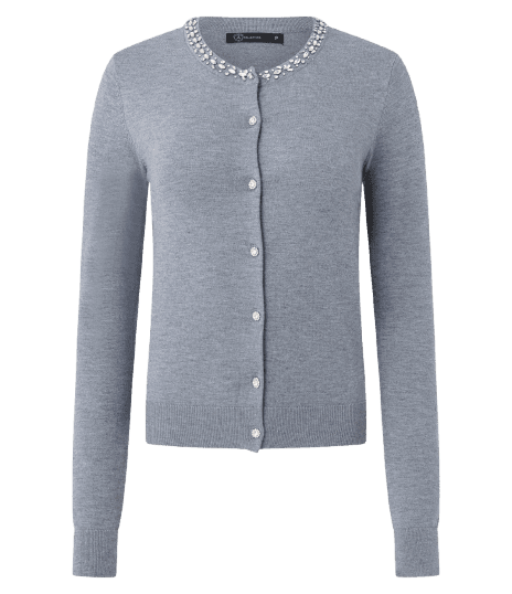 Cardigan Curto em Tricô com Aplicação no Decote