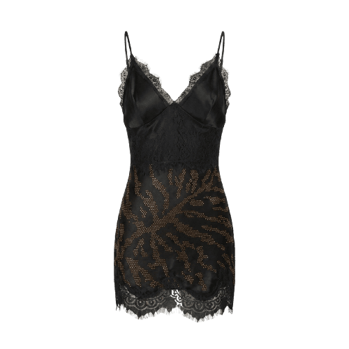 Vestido Cetim Renda Strass Wild