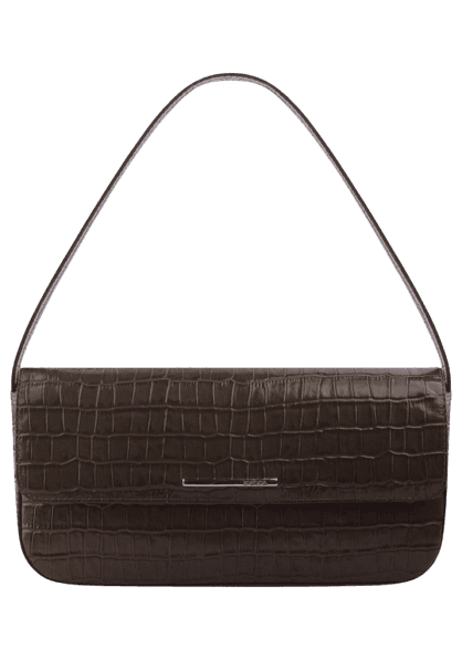 Bolsa Média Em Couro Croco Com Alça Larga Única