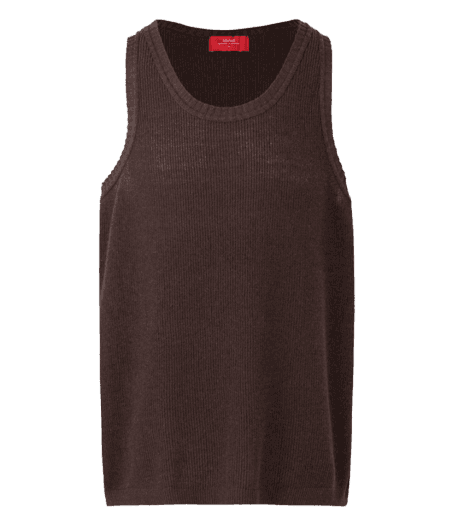 Regata Texturizada em Algodão com Detalhes Contrastantes Marrom