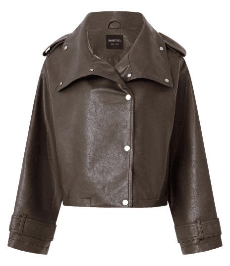 Jaqueta Oversized em PU com Martingale no Ombro