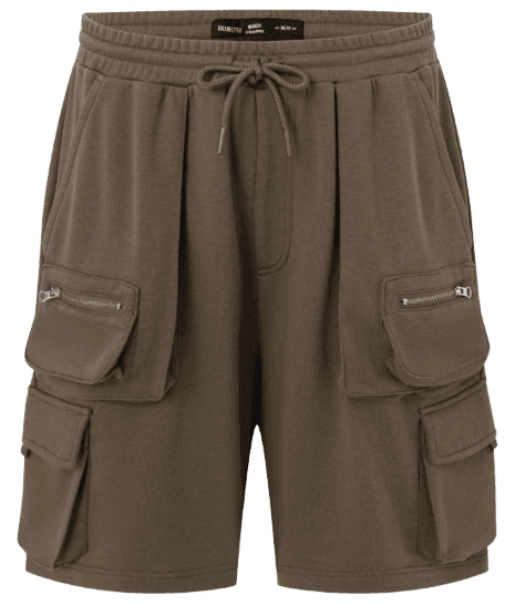 Bermuda em Moletom com Bolsos Cargo Marrom