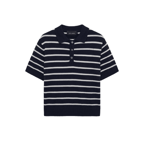 Polo de Tricô Listrada de Manga Curta