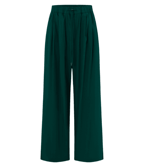 Calça Wide Leg em Tricoline com Amarração no Cós