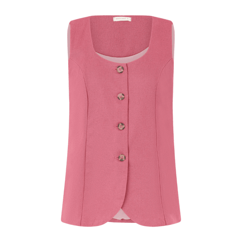 Colete em Viscolinho com Decote Quadrado e Barra Arredondada Rosa