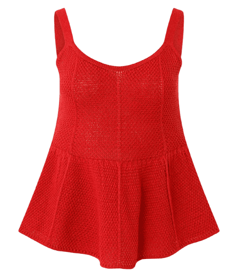 Blusa Peplum com Efeito Tricô e Alças Largas Vermelho