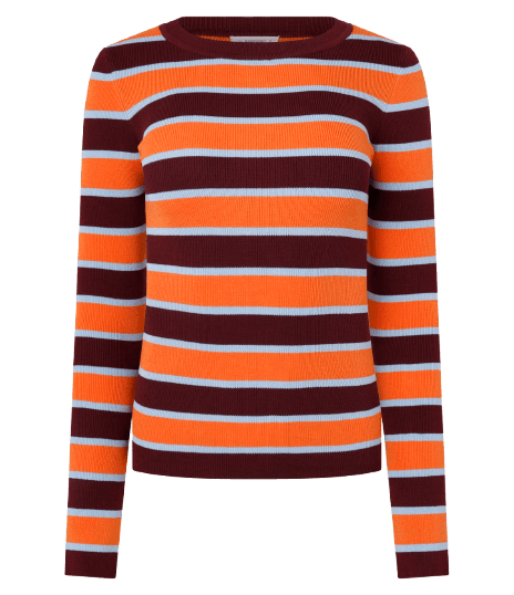 Blusa Manga Longa em Tricô Listrado