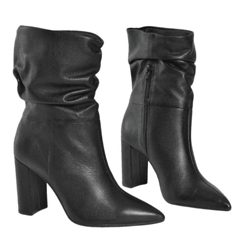 Bota Via Marte Couro Feminino Bico Fino Salto Alto
