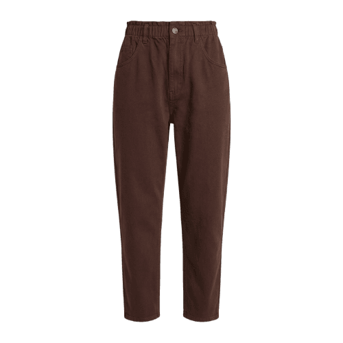 Calça Pool Jeans baggy com elástico feminina em sarja - Marrom