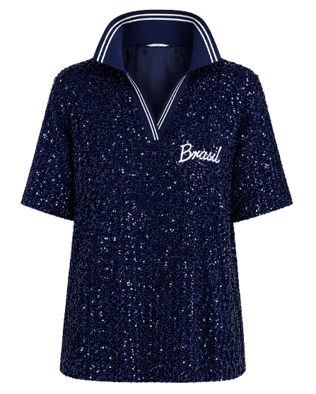 Blusa Brazilian | Paetês Azul Marinho