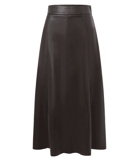 Saia Midi em PU com Recortes Frontais