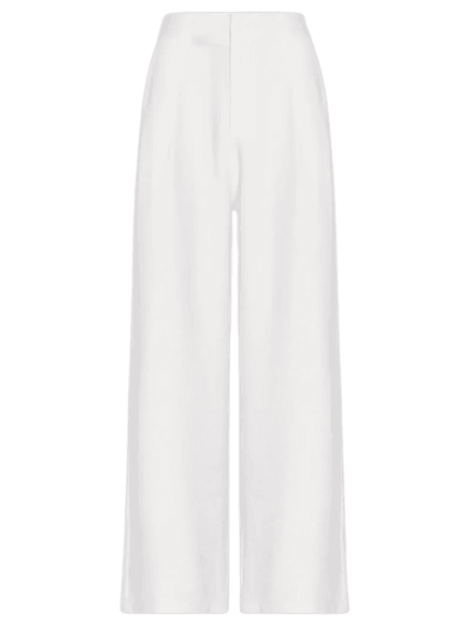 Calça Feminina Slim Com Pregas Off White Basiq