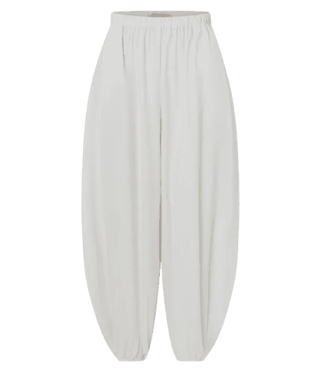 Calça Balloon em Tricoline com Elástico no Cós e Tornozelo Off White
