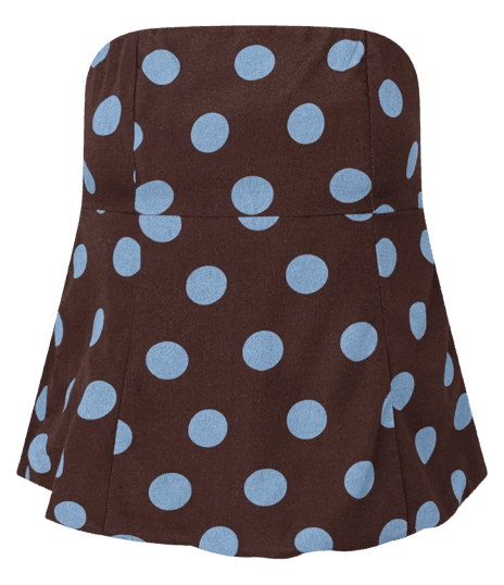 Blusa Tomara Que Caia com Estampa Poá Marrom