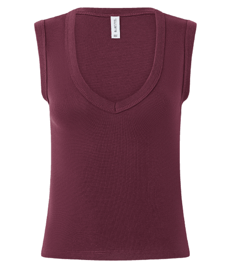 Blusa Básico em Ribana com Decote V Bordô