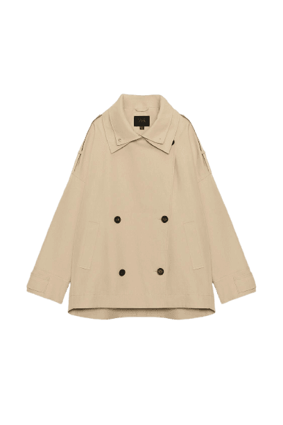 Trench Curto Oversize Gola Alta