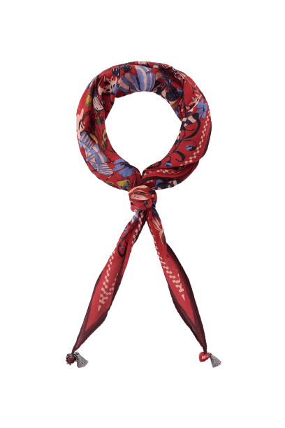 LENÇO DE SEDA ESTAMPADO COM CHARMS