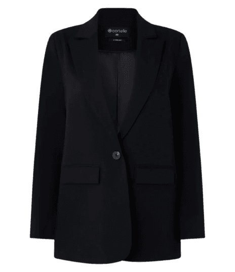 Blazer Oversized Alfaiatado com Botão Único Preto