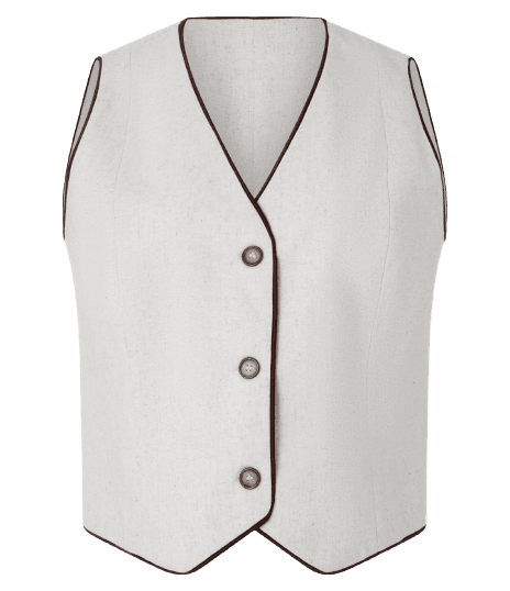 Colete em Viscose e Linho com Vieses Contrastantes