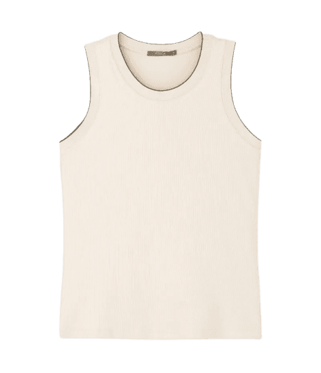 Regata em Ribana com Retilínea no Decote Curve & Plus Size Off White