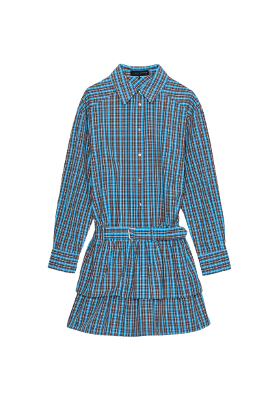 VESTIDO CURTO XADREZ BABADO CINTO