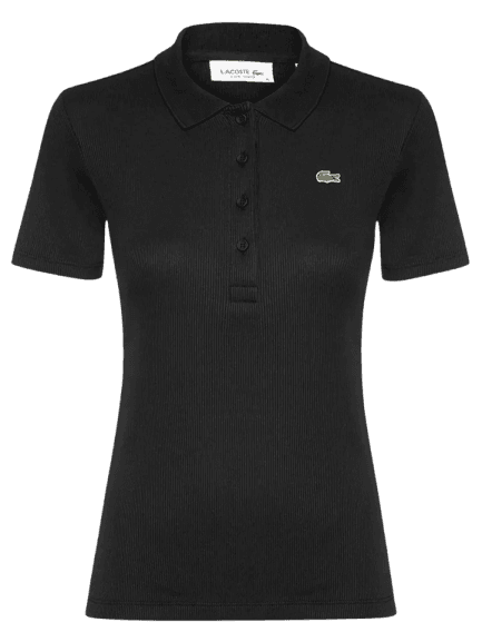 Polo Feminina Slim Fit Em Algodão Preto Lacoste