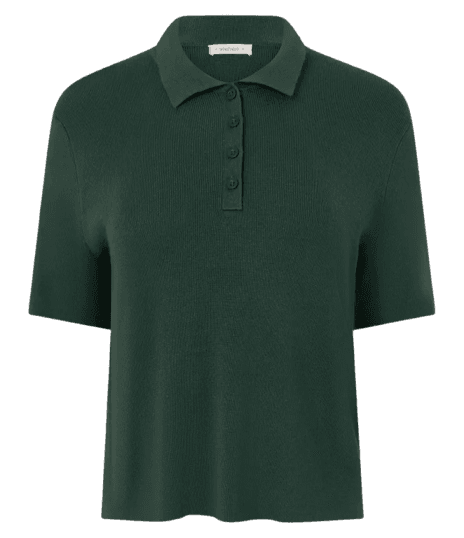 Blusa em Viscose com Manga Curta e Gola Polo Verde