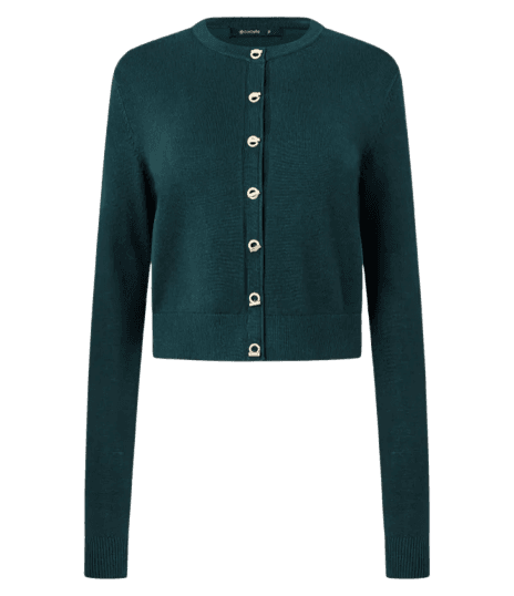 Cardigan Regular em Tricô com Botões e Modelagem Verde