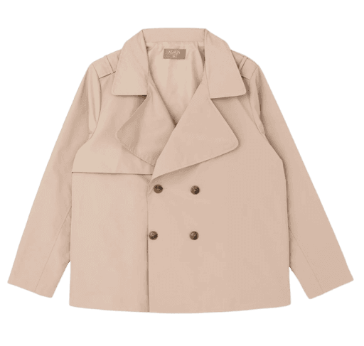 Jaqueta Trench Coat Cropped Em Gabardine Com Botões Curve & Plus Size Bege