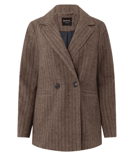 Blazer Alfaiatado em Polivelour com Listras e Botões