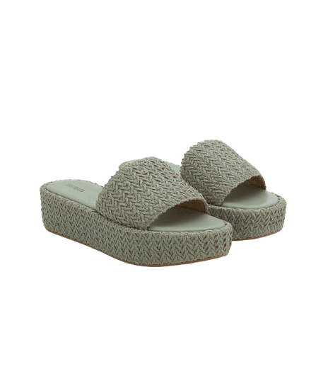 Sandália Flatform com Tressê Verde