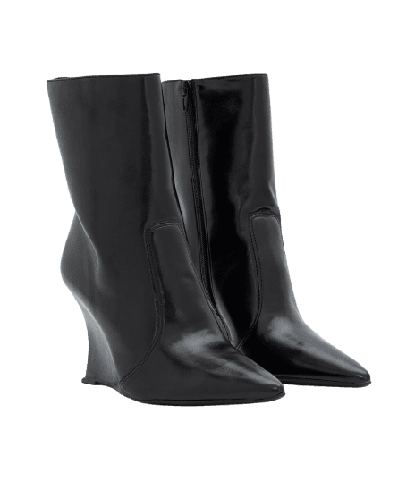 Bota Cano Curto em PU com Salto Anabela
