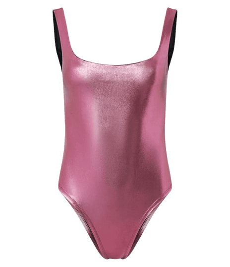 Body Ajustado em Flamê com Metalizado Holográfico Rosa