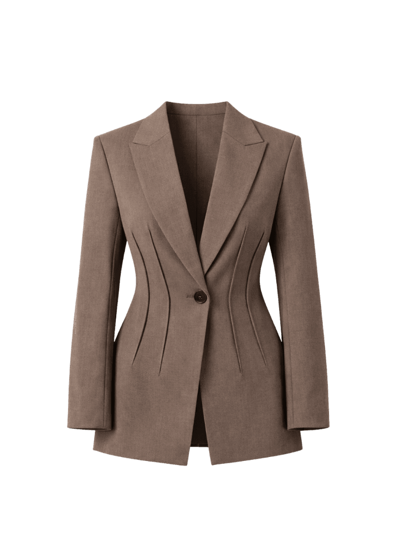Blazer Hourglass em Alfaiataria Marrom