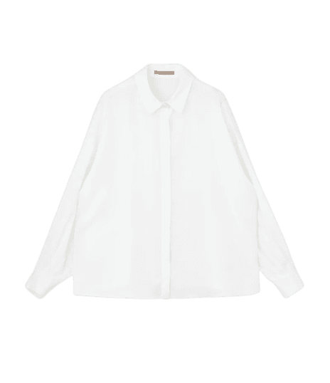 Camisa em Cetim com Manga Bufante Curve & Plus Size